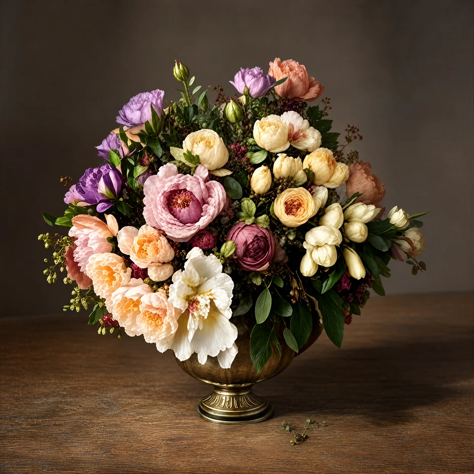Detailed flowers that reveal two hidden faces as you step back