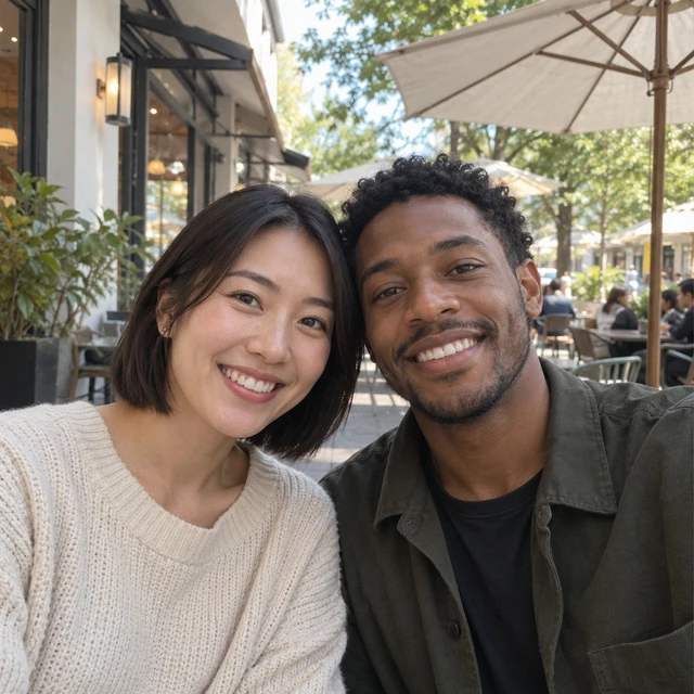 Source photo of a smiling couple