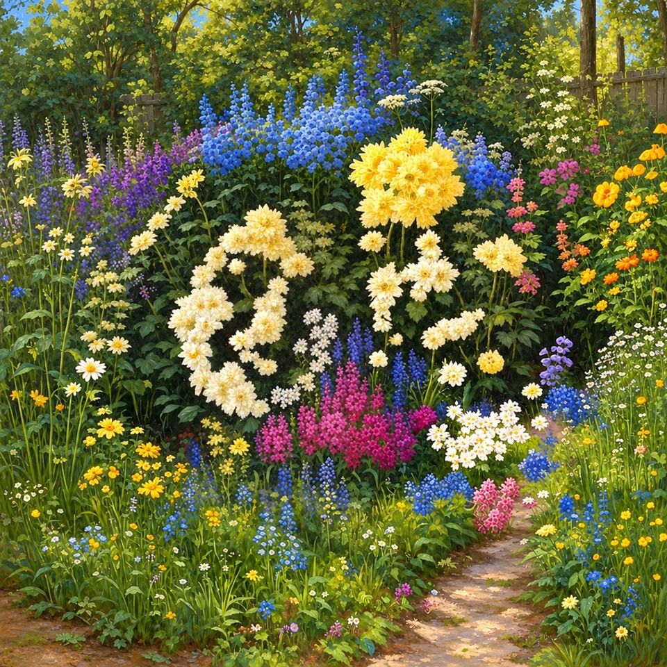 Cottage Garden Abundance personalised wall art sample